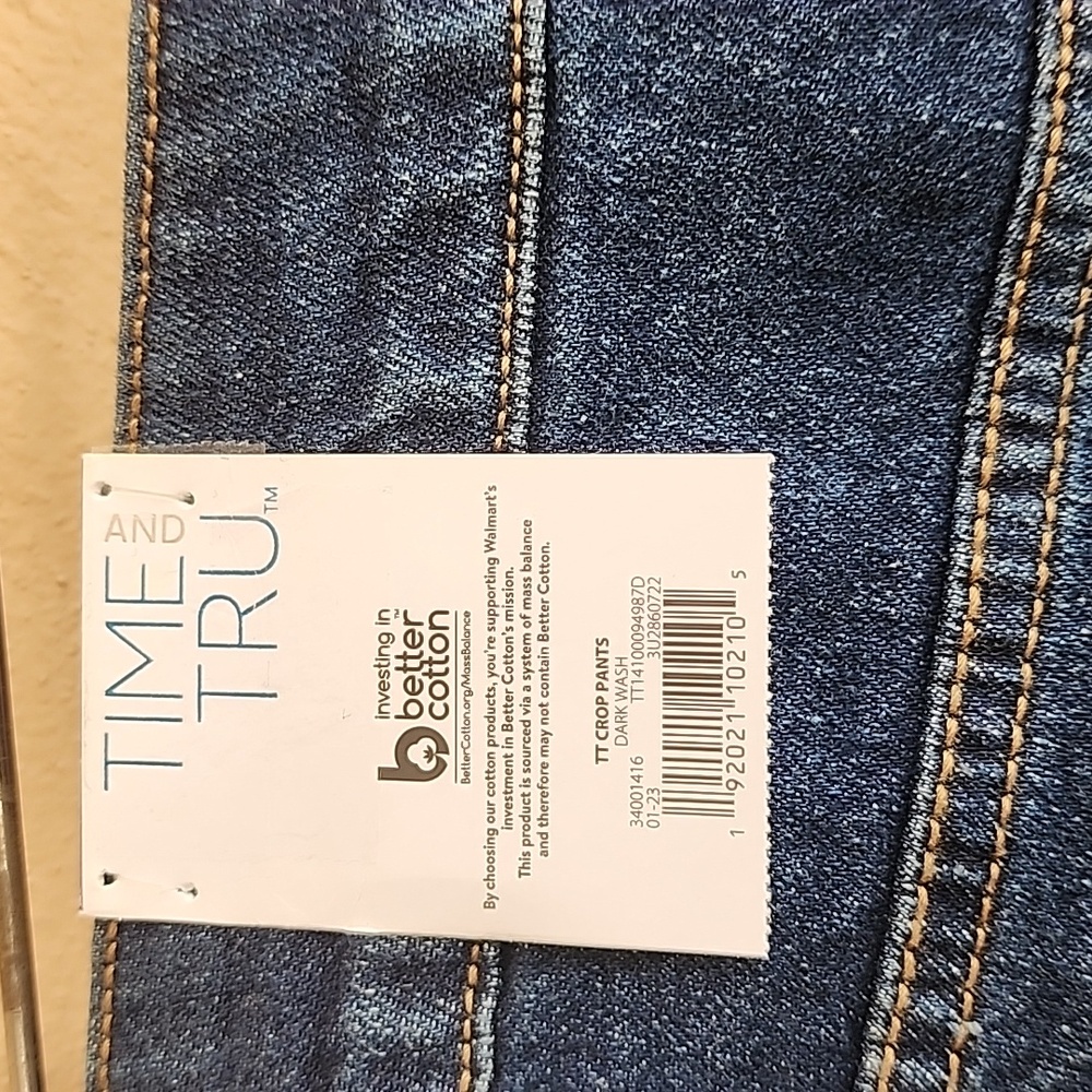 TIME AND TRU High Waisted Crop Jeans Plus Size 20 Dark Wash Stretch Denim - Picture 7 of 11